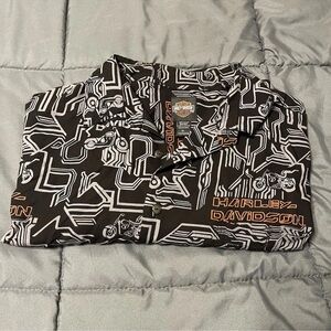 Harley Davidson Button Up Shirt Mens XL 100% Viscose